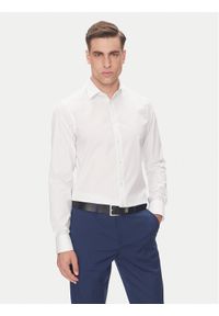 Calvin Klein Koszula LV019EU029 Biały Slim Fit. Kolor: biały. Materiał: bawełna