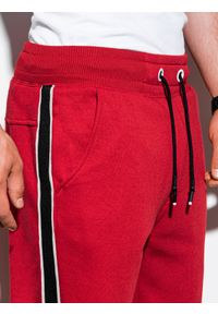 Ombre Clothing - Spodnie męskie dresowe joggery P898 - czerwone - XL. Kolor: czerwony. Materiał: dresówka. Wzór: gładki. Styl: elegancki #5