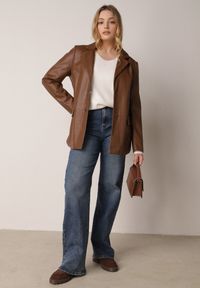 Born2be - Niebieskie Szerokie Jeansy z Bawełną i Domieszką Wiskozy z Wysokim Stanem Crianise. Okazja: na co dzień. Stan: podwyższony. Kolekcja: plus size. Kolor: niebieski. Styl: klasyczny, casual #1