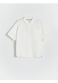 Reserved - T-shirt polo - złamana biel. Typ kołnierza: polo. Materiał: dzianina, bawełna