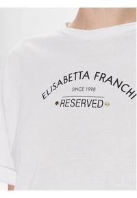 Elisabetta Franchi T-Shirt MA-023-41E2-V130 Biały Regular Fit. Kolor: biały. Materiał: bawełna #5
