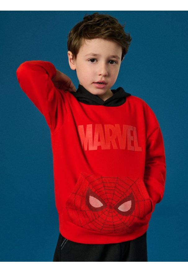 Sinsay - Bluza SPIDERMAN - czerwony. Typ kołnierza: kaptur. Kolor: czerwony. Długość rękawa: długi rękaw. Długość: długie. Wzór: motyw z bajki