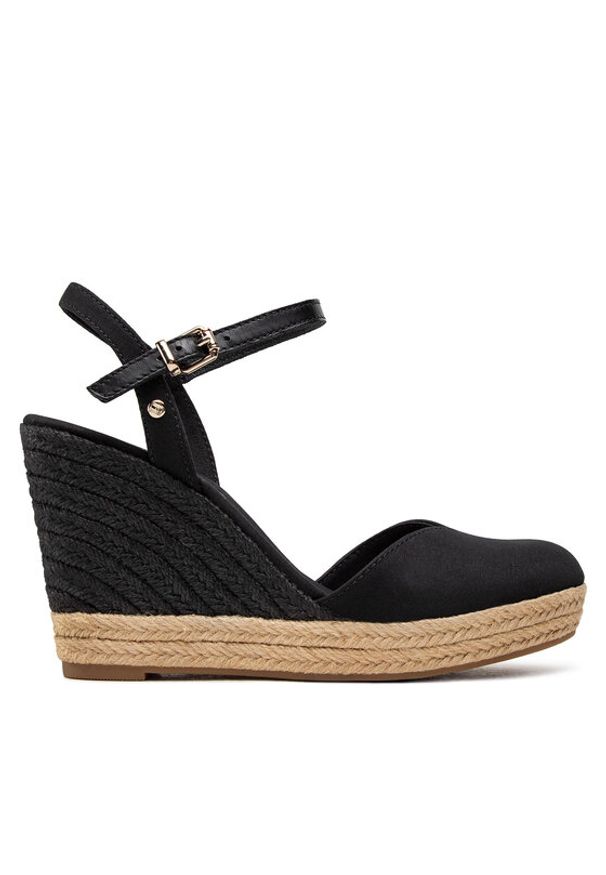 TOMMY HILFIGER - Tommy Hilfiger Espadryle Basic Closed Toe High Wedge FW0FW04786 Czarny. Kolor: czarny. Materiał: materiał