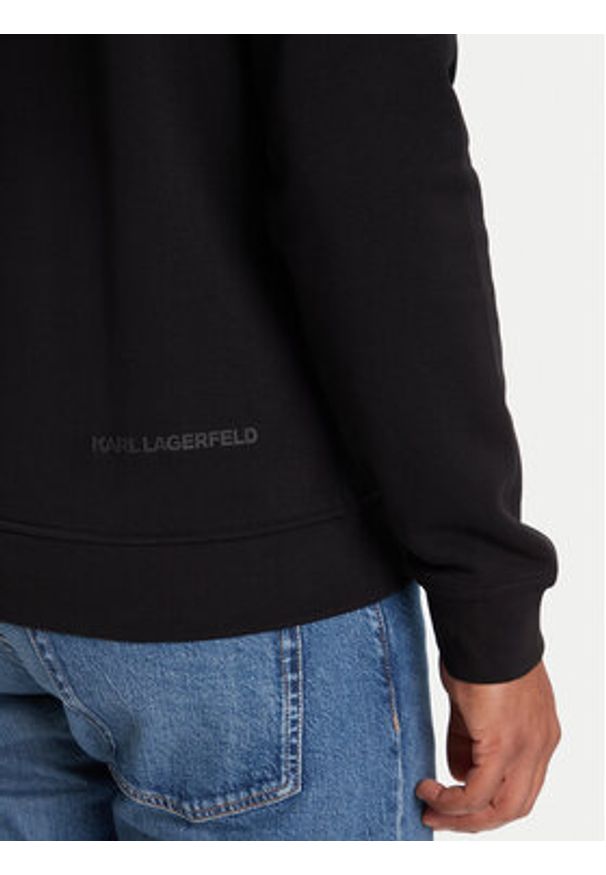 Karl Lagerfeld - KARL LAGERFELD Bluza 705039 553910 Czarny Regular Fit. Typ kołnierza: dekolt w karo. Kolor: czarny. Materiał: bawełna