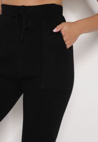 Born2be - Czarne Sweterkowe Spodnie z Wełną z Ozdobnymi Kieszeniami Monilana. Okazja: na co dzień. Kolor: czarny. Materiał: wełna. Styl: casual #7