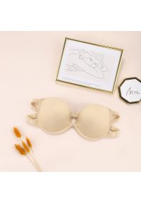 Intica - Biustonosz bez ramiączek z delikatnego materiału Indrischka. Kolor: beżowy. Materiał: materiał