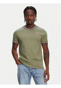 Hunter T-Shirt Eigg Ringer HARM0032251 Khaki Regular Fit. Kolor: brązowy. Materiał: bawełna