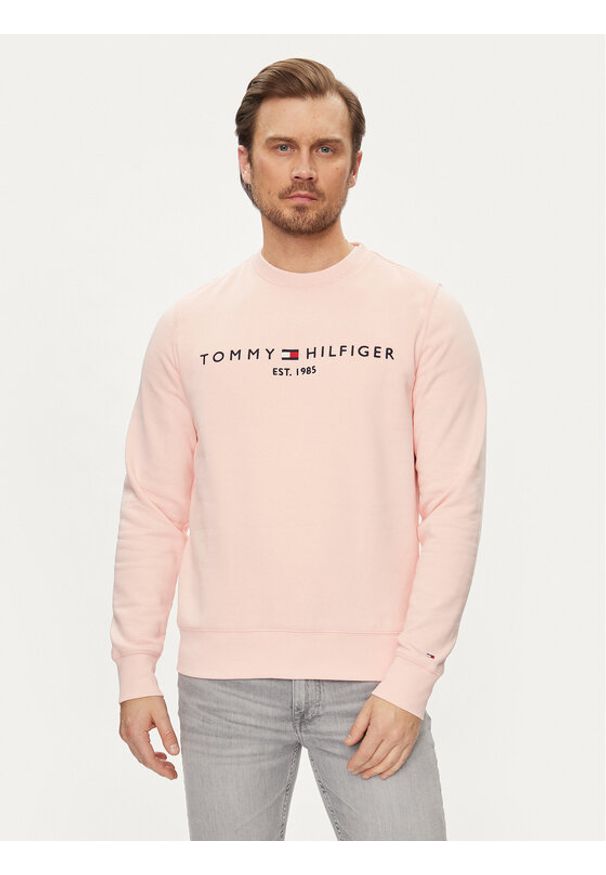 TOMMY HILFIGER - Tommy Hilfiger Bluza Logo MW0MW11596 Różowy Regular Fit. Kolor: różowy. Materiał: bawełna