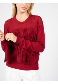 Pinko Sweter "Valgualnera" | 1G16A6 Y77B | Valgualnera | Kobieta | Czerwony, Bordowy. Okazja: na co dzień. Kolor: czerwony. Materiał: bawełna, wełna, wiskoza, poliamid, kaszmir. Wzór: ażurowy. Styl: casual