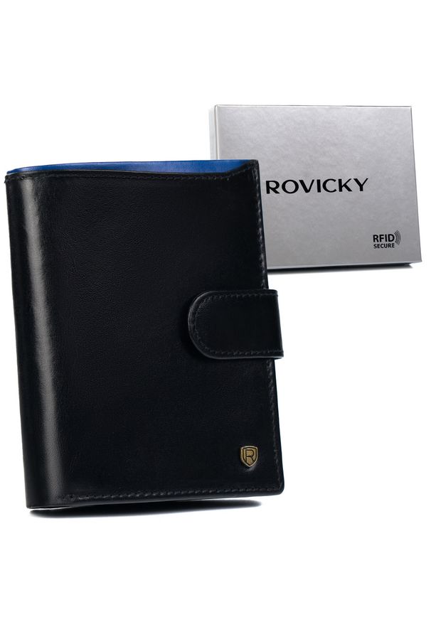ROVICKY - Portfel skórzany Rovicky N4L-RVT-6900 czarny. Kolor: czarny. Materiał: skóra