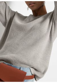 Sweter oversize bonprix szary kamienisty melanż. Kolor: szary. Wzór: melanż #3