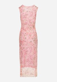 Renee - Różowa Sukienka Typu Bodycon w Kwiatowy Wzór Melavela. Kolor: różowy. Wzór: kwiaty. Typ sukienki: bodycon. Styl: klasyczny #3