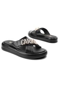 Czarne Klapki Carinii Modne Buty Damskie. Kolor: czarny. Materiał: materiał. Sezon: lato #5