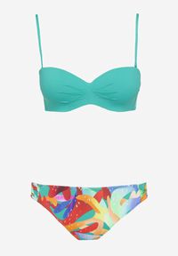Born2be - Zielone Bikini Biustonosz z Marszczeniem i Majtki Figi Efrileia. Kolor: zielony. Wzór: ażurowy #6