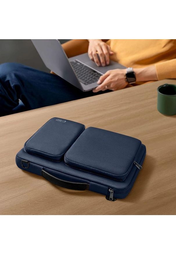 TECH-PROTECT - Torba Tech-Protect Defender Bag Laptop 13-14 granatowy. Kolor: niebieski. Materiał: materiał. Styl: elegancki, casual