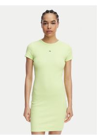 Tommy Jeans Sukienka letnia Flag DW0DW22613 Zielony jasny Slim Fit. Kolor: zielony. Materiał: bawełna. Sezon: lato #1