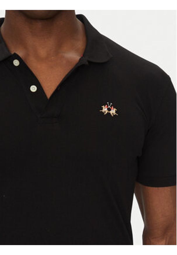 La Martina Polo Piquet CCMP02 PK001 Czarny Slim Fit. Typ kołnierza: polo. Kolor: czarny. Materiał: bawełna