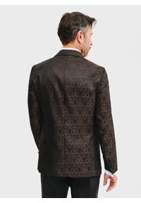 Pako Lorente - PAKO LORENTE – Brązowa żakardowa marynarka smokingowa. Okazja: na sylwestra, na studniówkę, na ślub cywilny, na wesele. Kolor: brązowy, czarny. Materiał: żakard #8