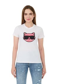 Karl Lagerfeld - KARL LAGERFELD Biały damski t-shirt Boucle Choupette, Rozmiar M. Kolor: biały #4