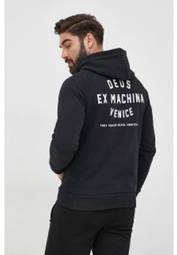 Deus Ex Machina bluza bawełniana męska kolor czarny z kapturem z nadrukiem. Typ kołnierza: kaptur. Kolor: czarny. Materiał: bawełna. Długość rękawa: raglanowy rękaw. Wzór: nadruk #4