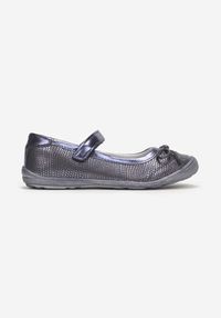 Born2be - Granatowe Balerinki Sowewynn. Nosek buta: okrągły. Zapięcie: pasek. Kolor: niebieski. Materiał: skóra. Szerokość cholewki: normalna. Styl: elegancki #1