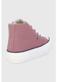 TOMMY HILFIGER - Tommy Hilfiger Trampki dziecięce kolor różowy. Nosek buta: okrągły. Kolor: różowy. Materiał: materiał, włókno, guma. Szerokość cholewki: normalna #3