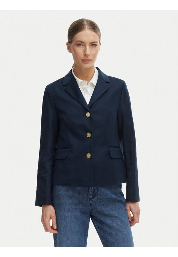 TOMMY HILFIGER - Tommy Hilfiger Marynarka WW0WW49335 Granatowy Slim Fit. Kolor: niebieski. Materiał: syntetyk