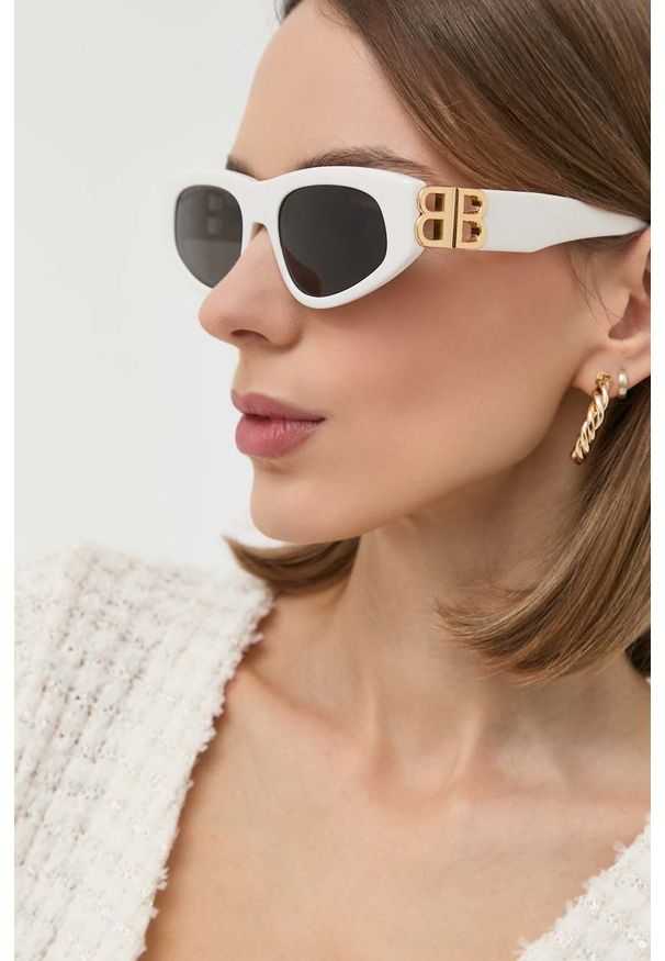 Balenciaga okulary przeciwsłoneczne damskie kolor biały. Kolor: biały