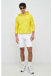 TOMMY HILFIGER - Tommy Hilfiger bluza męska kolor żółty z kapturem gładka. Typ kołnierza: kaptur. Kolor: żółty. Materiał: bawełna, materiał. Długość rękawa: długi rękaw. Długość: długie. Wzór: gładki #3