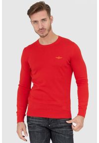 Aeronautica Militare - AERONAUTICA MILITARE Czerwony sweter męski. Kolor: czerwony. Materiał: wełna #1