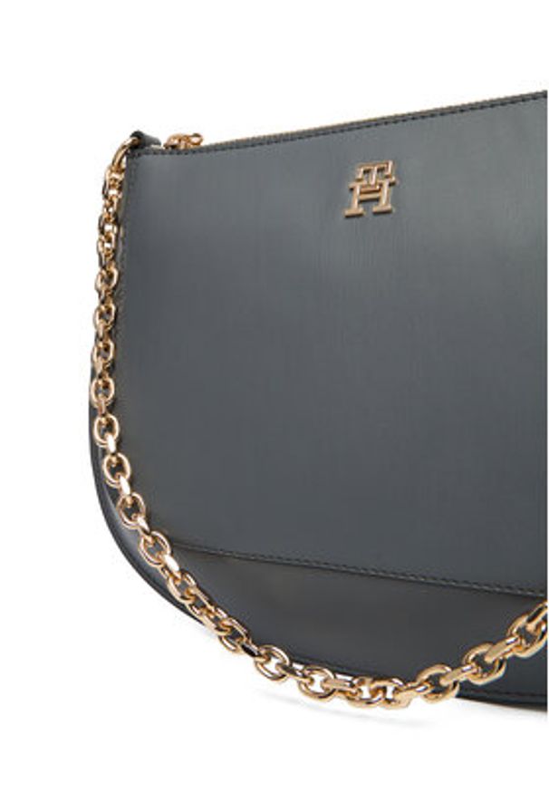 TOMMY HILFIGER - Tommy Hilfiger Torebka Th Glam Conv Med Crossover AW0AW18143 Szary. Kolor: szary. Materiał: skórzane