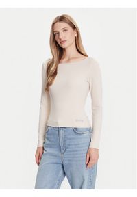 Guess Bluzka W5BP46 KCYV2 Beżowy Slim Fit. Kolor: beżowy. Materiał: wiskoza #1