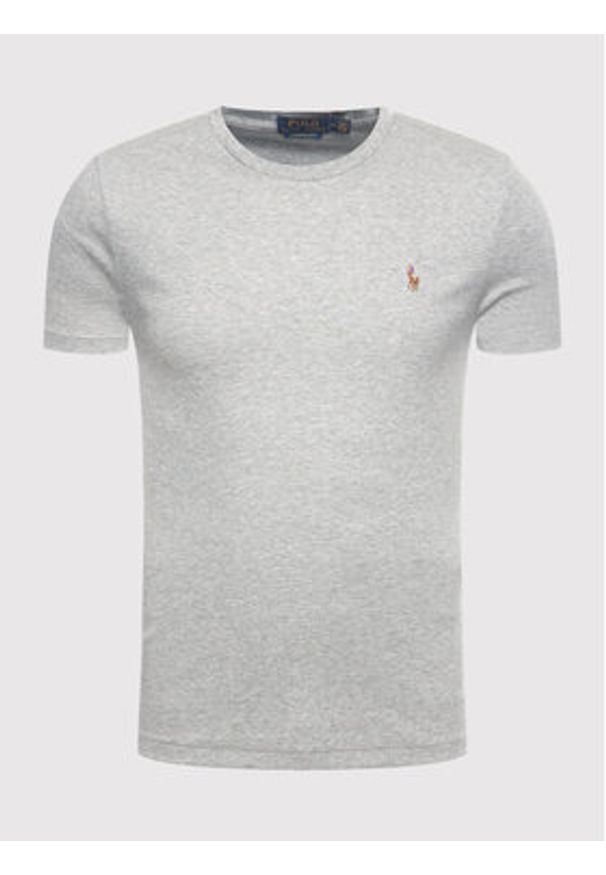 Polo Ralph Lauren T-Shirt 710740727012 Szary Slim Fit. Typ kołnierza: polo. Kolor: szary. Materiał: bawełna