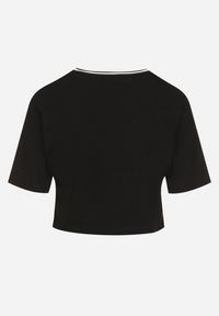 Born2be - Czarny Bawełniany T-shirt z Napisem Nitanelia. Okazja: na co dzień. Kolor: czarny. Materiał: bawełna. Wzór: napisy. Styl: casual