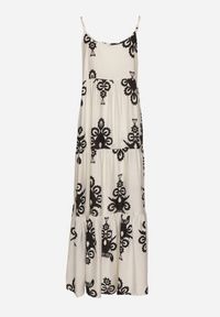 Born2be - Czarna Wiskozowa Sukienka Rozkloszowana ze Wzorem Boho Silazi. Okazja: na co dzień. Kolor: czarny. Materiał: wiskoza. Długość rękawa: na ramiączkach. Typ sukienki: proste. Styl: boho