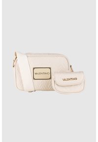 Valentino by Mario Valentino - VALENTINO Tłoczona kremowa torebka z przypinaną saszetką sunny re haversack. Kolor: kremowy. Materiał: z tłoczeniem #1