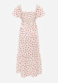 Born2be - Beżowa Sukienka Bawełniana o Rozkloszowanym Kroju z Bufiastymi Rękawami w Groszki Lorairian. Kolor: beżowy. Materiał: bawełna. Wzór: grochy. Styl: klasyczny #4