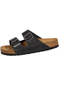 Klapki unisex Birkenstock Arizona. Zapięcie: bez zapięcia. Kolor: czarny. Materiał: skóra. Szerokość cholewki: normalna. Sport: turystyka piesza, pływanie, fitness