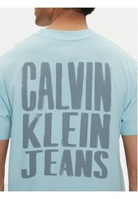Calvin Klein Jeans T-Shirt Painted J30J327523 Błękitny Regular Fit. Kolor: niebieski. Materiał: bawełna