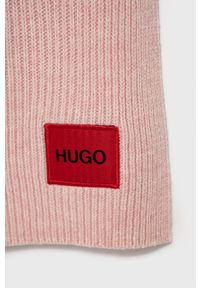 Hugo Szalik wełniany kolor różowy gładki. Kolor: różowy. Materiał: wełna. Wzór: gładki