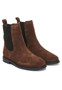 TOMMY HILFIGER - Tommy Hilfiger Sztyblety Flag Boot FW0FW08780 Brązowy. Kolor: brązowy. Materiał: zamsz, skóra #5