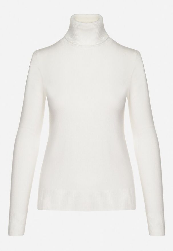 Born2be - Biały Golf Sweter z Wiskozą i Kaszmirem Zailaya. Okazja: na co dzień. Typ kołnierza: golf. Kolor: biały. Materiał: wiskoza, kaszmir. Styl: casual