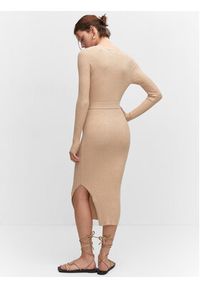 mango - Mango Sukienka dzianinowa Goletabs 57043802 Beżowy Slim Fit. Kolor: beżowy. Materiał: dzianina, wiskoza #5