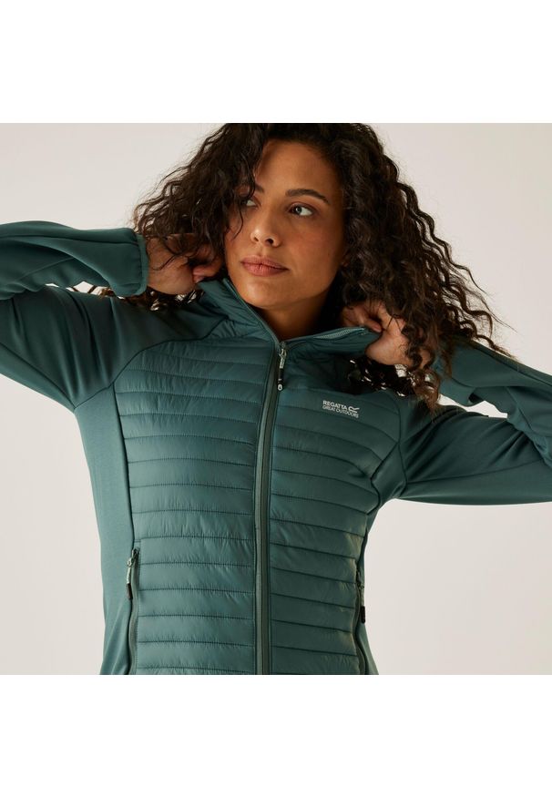 Regatta - Kurtka damska hybrydowa Clumber. Kolor: zielony. Materiał: puch. Sport: turystyka piesza