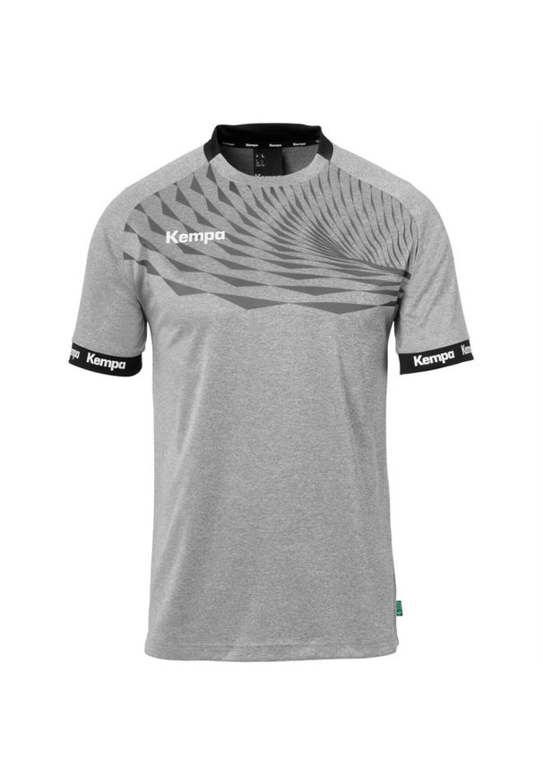 KEMPA - Koszulka dla dzieci Kempa Wave 26. Typ kołnierza: kołnierzyk kontrastowy. Kolor: szary, brązowy, wielokolorowy. Wzór: napisy. Sport: piłka nożna
