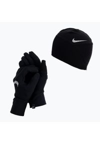 Zestaw czapka + rękawiczki damskie Nike Essential Running. Kolor: czarny. Styl: sportowy