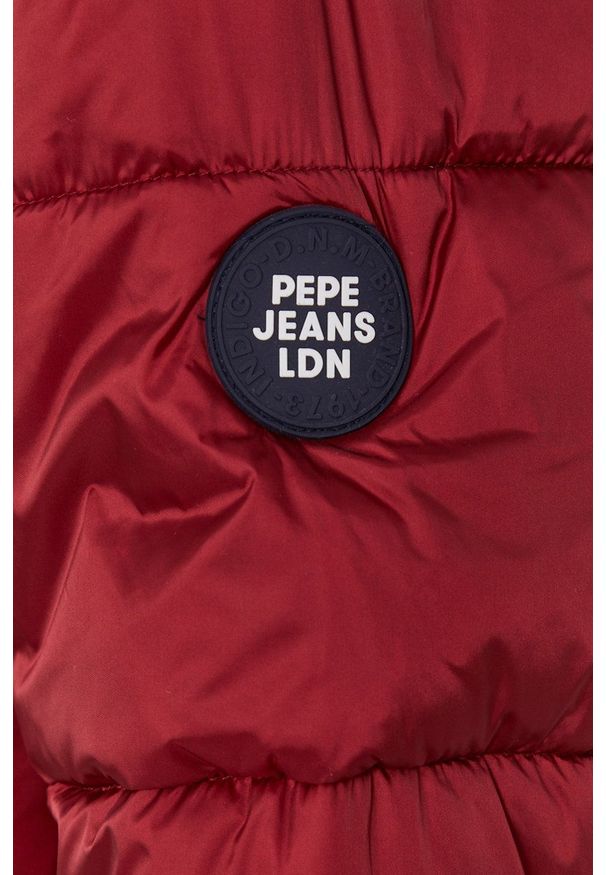 Pepe Jeans - Kurtka przeciwdeszczowa Claude. Kolor: czerwony. Materiał: tkanina. Wzór: gładki