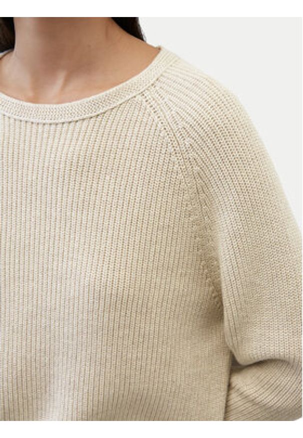 Marc O'Polo Sweter B01 6059 60109 Beżowy Loose Fit. Typ kołnierza: polo. Kolor: beżowy. Materiał: bawełna