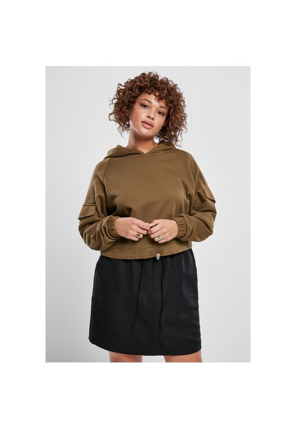 Damska bluza z kapturem Urban Classics Szorty worker (duże rozmiary). Typ kołnierza: kaptur. Kolor: zielony