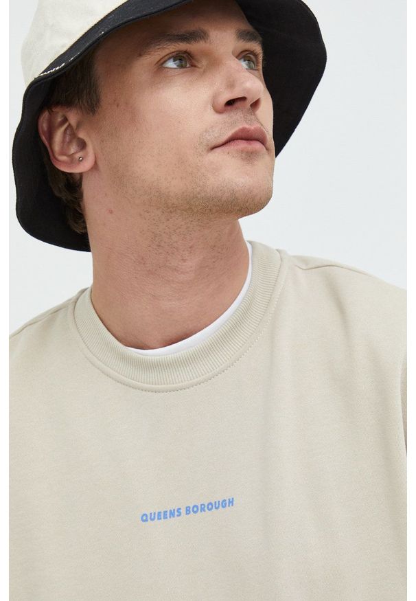 Only & Sons bluza męska kolor beżowy z nadrukiem. Kolor: beżowy. Materiał: bawełna. Wzór: nadruk